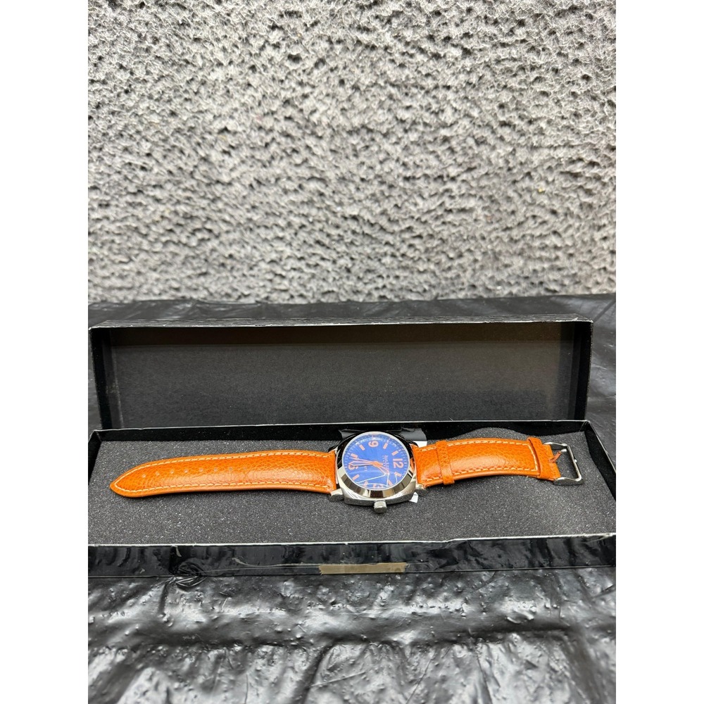 Vintage Joan Rivers Classics Quartz Wristwatch Blue Bezel Leather Strap